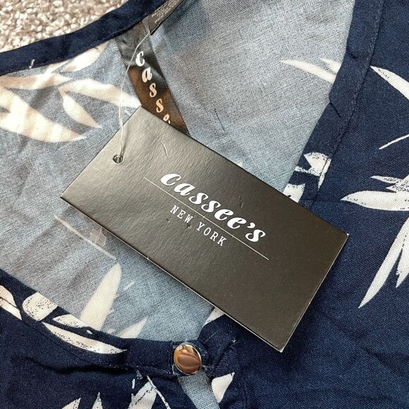 Cassee's Blouse top Womens 3X Blue White Floral 3/4 Sleeve Rayon Soft New NWT - Picture 6 of 13